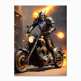Knight On A Motorcycle Canvas Print