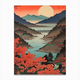 Lake Ashi, Japan Vintage Travel Art 2 Canvas Print