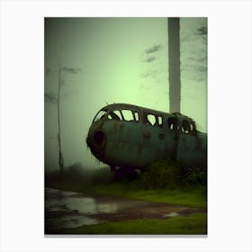 Abandoned Plane In The Fog~Reimagined Canvas Print