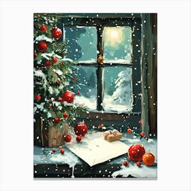 Christmas Tree In The Window Canvas Print