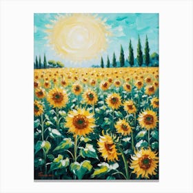 Sunflowers In The Field 1 Canvas Print