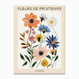 Spring Floral French Poster  Cosmos 1 Canvas Print
