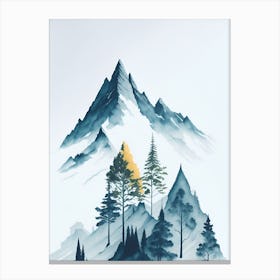 Mountain And Forest In Minimalist Watercolor Vertical Composition 236 Canvas Print