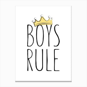 Boys Rule Kids Quote Canvas Print