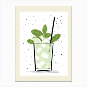 Illustration Mint Julep Floral Infusion Cocktail 1 Canvas Print