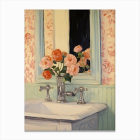 Bathroom Vanity Painting With A Camellia Bouquet 2 Canvas Print