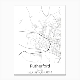 Rutherford,Australia Minimalist Map Canvas Print