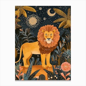 Barbary Lion Night Hunt Illustration 2 Canvas Print