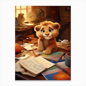 Baby Lion's Educational Expedition Print Canvas Print