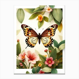 Butterfly And Flowers 6 Canvas Print