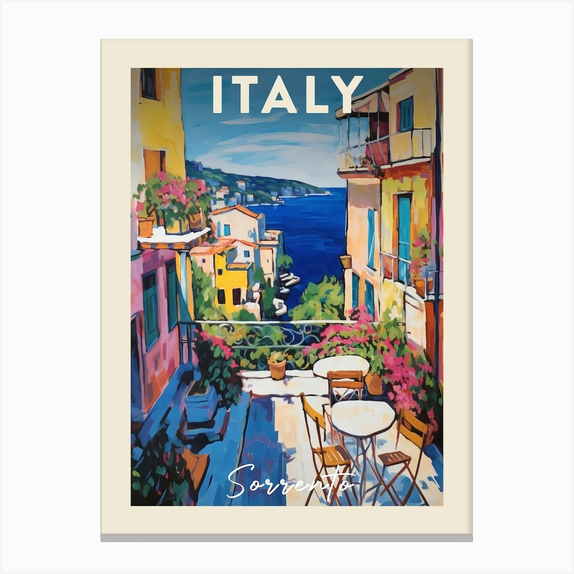 Capri Art Print Vintage Wall Art Print Italy Retro Wall Poster Canvas Print  Hanger Framed Poster Print Framed Advertising Print 