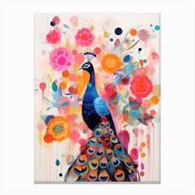 Bird Painting Collage Peacock 4 Canvas Print