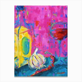 Oil, Garlic, Chili, Red Wine Canvas Print