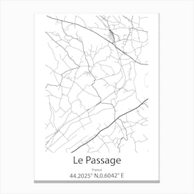 Le Passage,France Minimalist Map Canvas Print