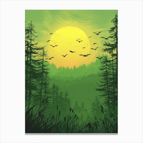 Sunset In The Forest 5 Canvas Print