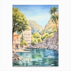 Swimming In Kotor Montenegro 2 Watercolour Canvas Print