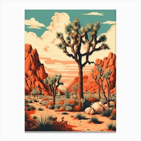 Retro Illustration Of A Joshua Trees In Mountains 3 Canvas Print