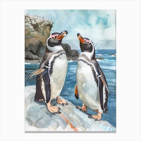 Humboldt Penguin Petermann Island Watercolour Painting 4 Canvas Print