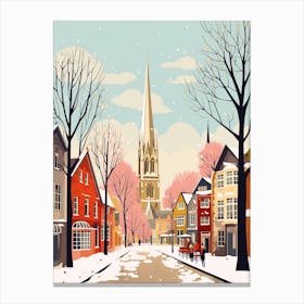 Vintage Winter Travel Illustration Southampton United Kingdom 1 Canvas Print