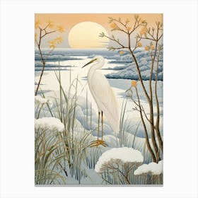 Winter Bird Painting Stork 3 Canvas Print