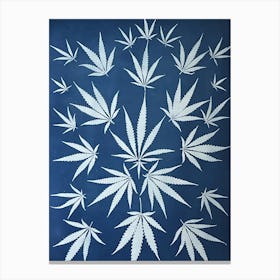 Hemp leaves blue cyanotype Canvas Print