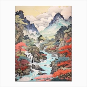 Iya Valley In Tokushima, Ukiyo E Drawing 1 Canvas Print