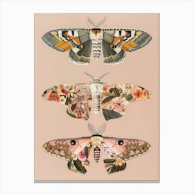 Pink Botanical Butterflies William Morris Style 10 Canvas Print