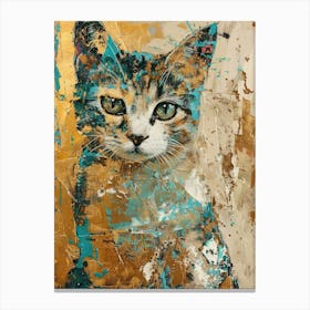British Shorthair Cat Gold Effect Collage 1 Canvas Print