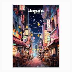 Japan Night Time Modern Travel Art Canvas Print