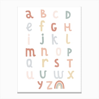 Alphabet Rainbow In Subtle Colourful Canvas Print