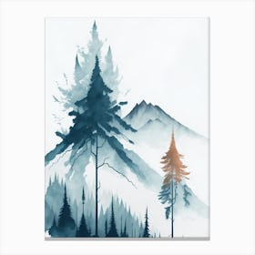 Mountain And Forest In Minimalist Watercolor Vertical Composition 66 Canvas Print