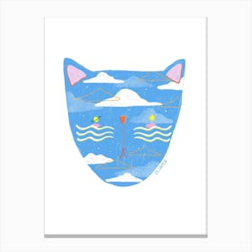 I Am A Day Cat Blue In White Canvas Print