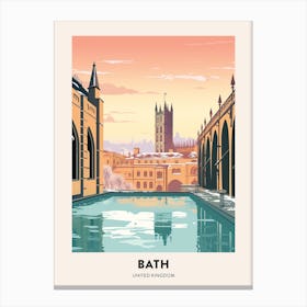 Vintage Winter Travel Poster Bath United Kingdom 3 Canvas Print