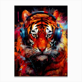 Tiger With Headphones animal Canvas Print