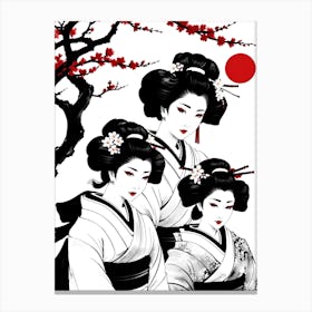 Traditional Japanese Art Style Geisha Girls 2 Canvas Print