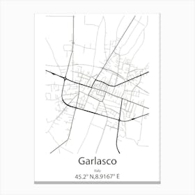 Garlasco,Italy Minimalist Map Stampe su tela