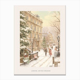 Vintage Winter Poster London United Kingdom 2 Canvas Print
