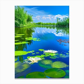 Pond With Lily Pads Water Waterscape Photography 2 Canvas Print
