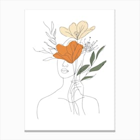 Woman Portrait Monoline Minimalist Hand Drawing Boho Illustration (20) Canvas Print