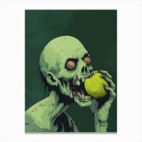 Scary Zombie Eating An Apple 10 Canvas Print