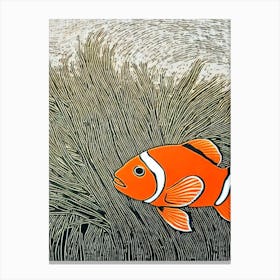 Clownfish II Linocut Canvas Print