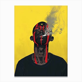 Man Smokes A Cigarette Canvas Print