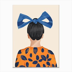 Illustration Of A Woman With A Blue Bow Canvas Print