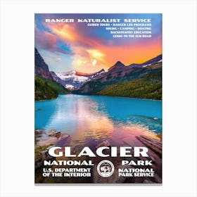 Vintage WPA-style Glacier National Park Poster Canvas Print