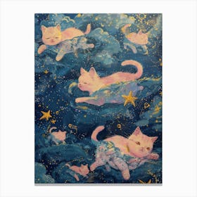 Pink Cats In The Sky 1 Canvas Print