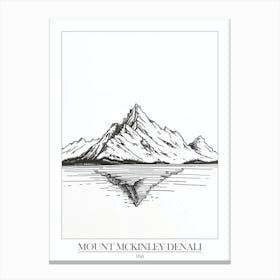 Mount Mckinley Denali Usa Line Drawing 4 Poster Canvas Print