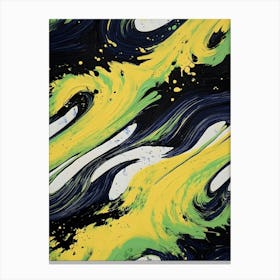 Yellow And Black Swirls Canvas Print