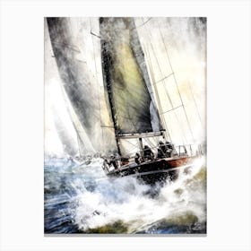 Sailboats In Rough Seas 1 sport Canvas Print