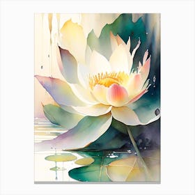 Giant Lotus Storybook Watercolour 3 Canvas Print