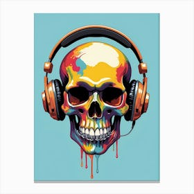 Skull With Headphones Pop Art (17) Canvas Print